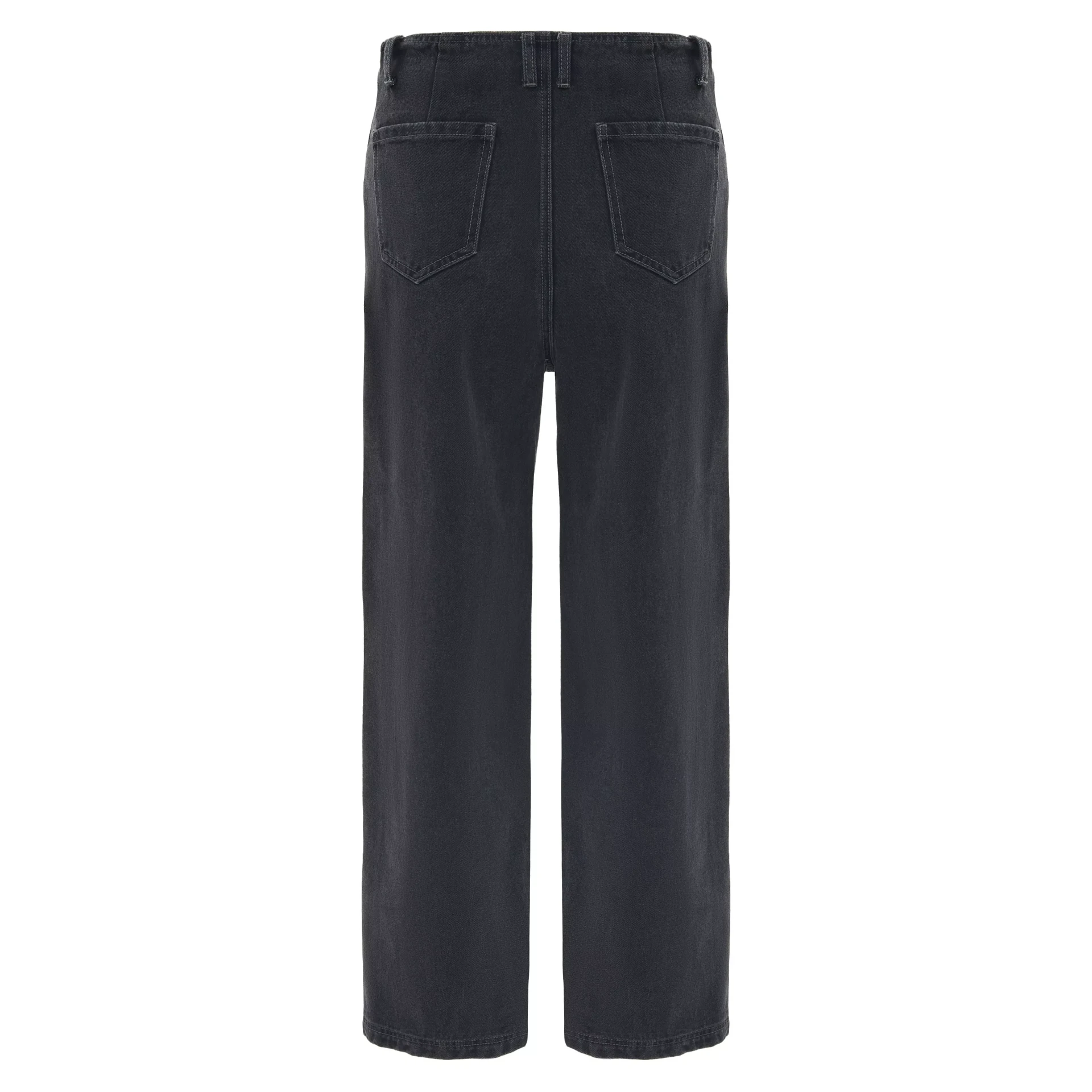 Denim Button Zip Women Black Wide Leg High Waisted Jeans Custom High Quality Fashion Vintage OEM Ser