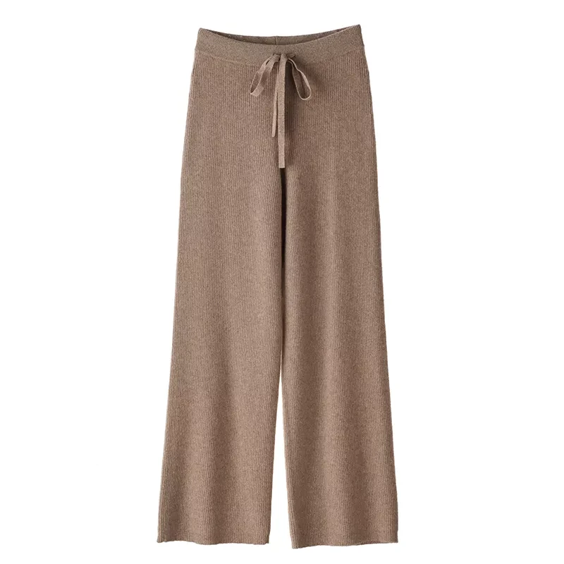 Winter high quality solid color cashmere pants soft comfortable knitted slim leg pants cashmere pant