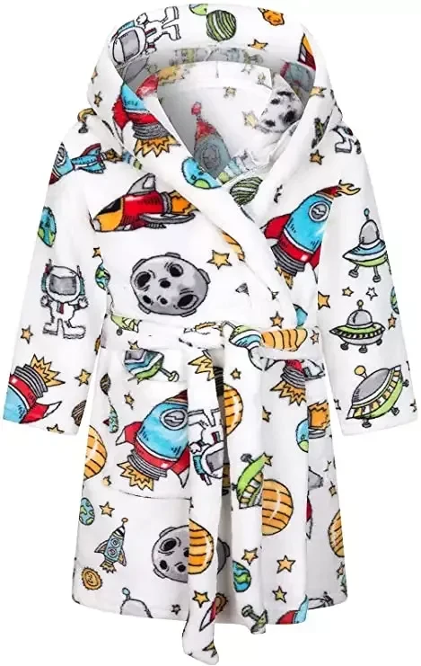Wholesale sleepwear pajamas hooded plush robe flannel fleece kids bathrobe New Arrivals Latest
