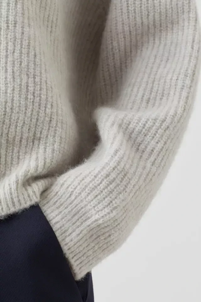 Thick wool mohair knit sweaters for women round neck pullover