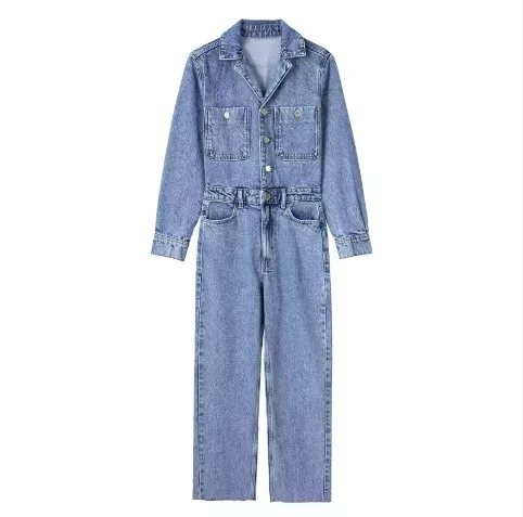 Fashion Long Sleeve Jeans Denim One Piece Jumpsuits For Women
