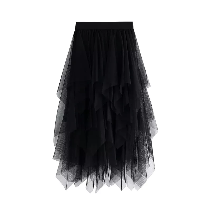 Women's Skirt Tulle Tutu Irregular Underskirt Layered Skirt Ballet Prom Party Pleated Dress A-l