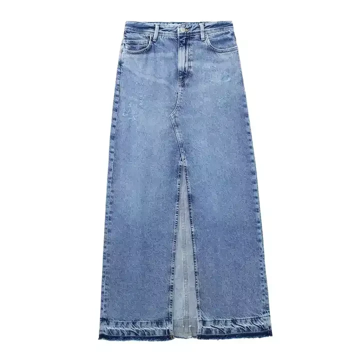 Split skirts high waist denim skirts straight jeans skirts
