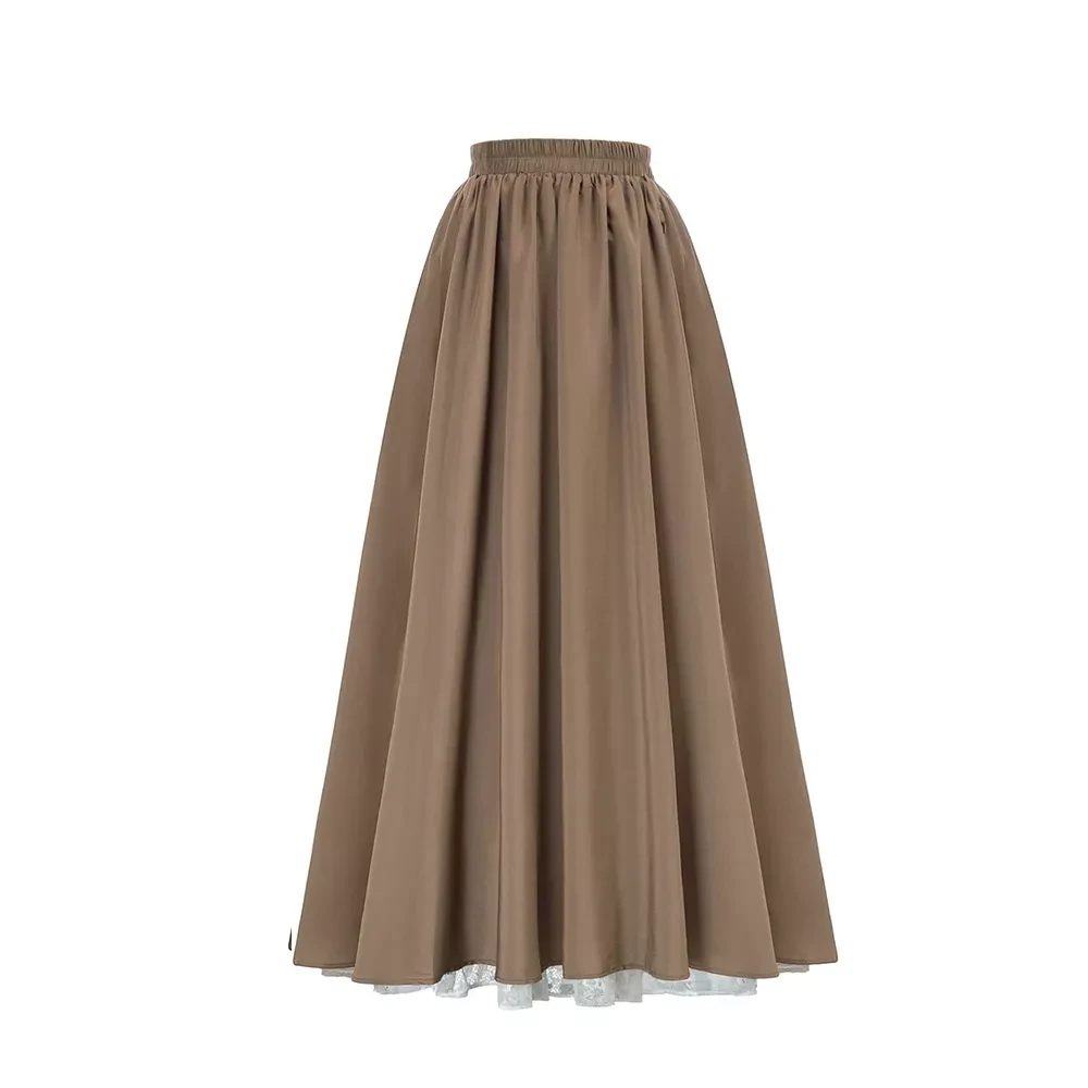 Scarlet Darkness Maxi Long Skirt for Women Double-Layer Victorian Renaissance Skirts