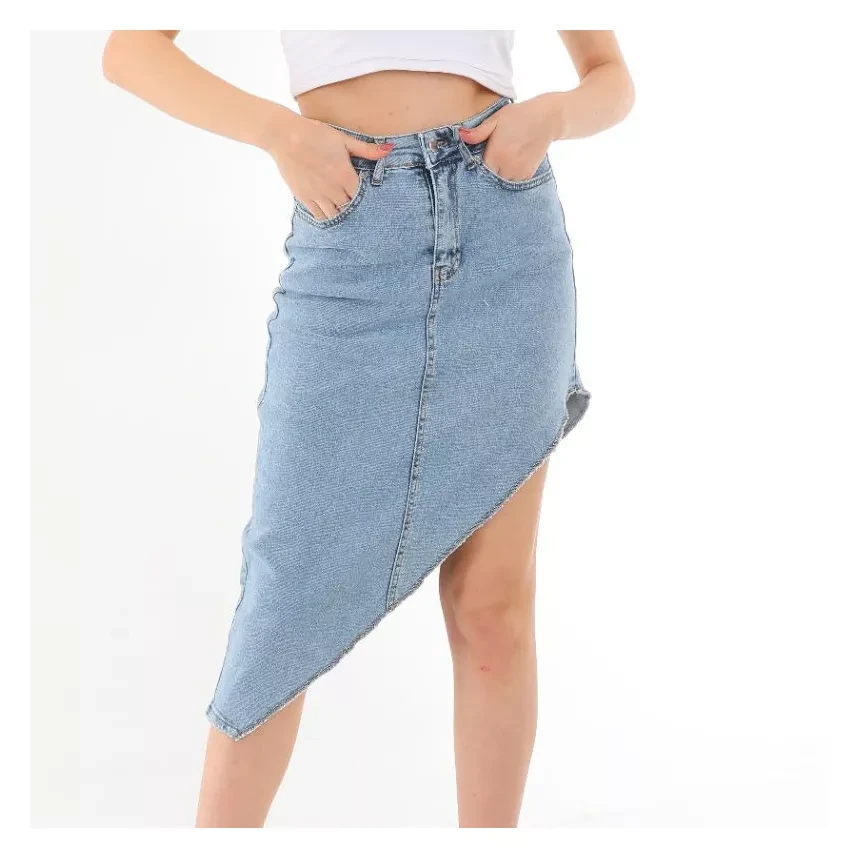 New Design 100% Cotton Denim Ladies High Waist Casual Skirt.